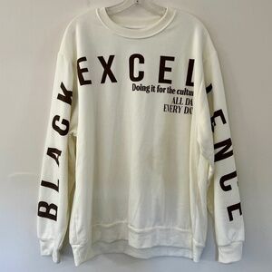 NWOT Modern Lux 'Black Excellence' Cream Brown Poly Fleece Sweatshirt Size XL